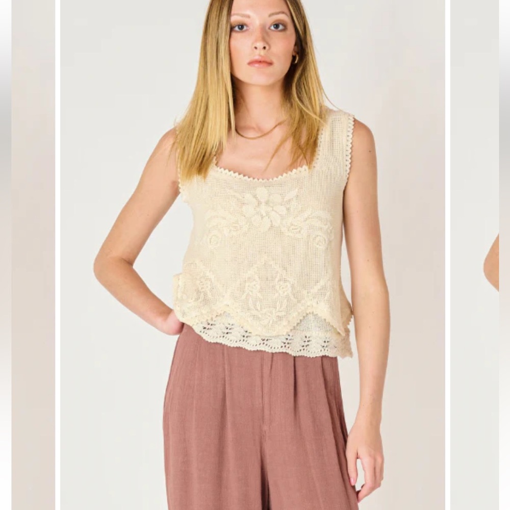 Dex Cream Asymmetrical Ruffled Tank Top